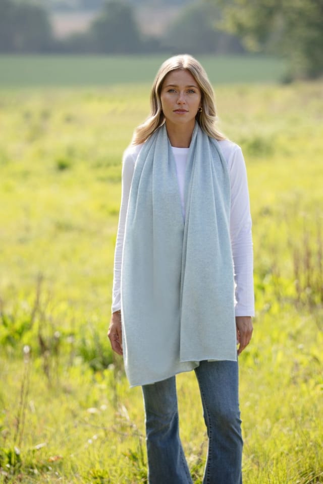 Cove Cove Women's Lucy 4-way Cashmere Poncho in Baby Blue - 3