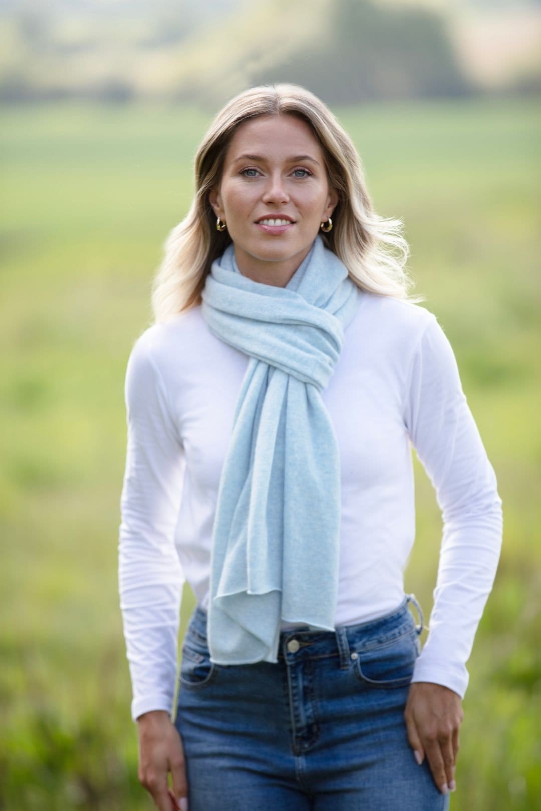 Cove Cove Women's Lucy 4-way Cashmere Poncho in Baby Blue - 4