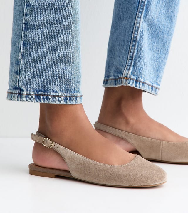 New Look Women's Premium Real Leather Light Brown Suede Slingback Pumps New Look - 2