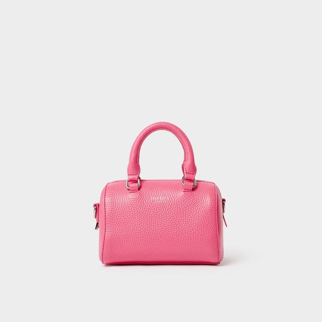 OSPREY LONDON OSPREY LONDON Women's The Madison Mini Leather Barrel Bag in Cerise - 3