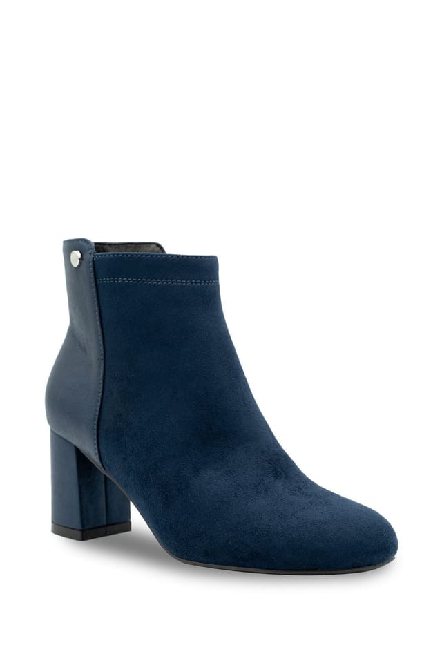 Paradox London Paradox London Women's Alathea' Micro Suede Mid Block Heel Ankle Boot in Navy - 2