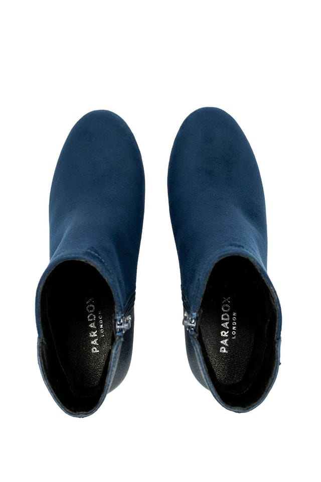 Paradox London Paradox London Women's Alathea' Micro Suede Mid Block Heel Ankle Boot in Navy - 3