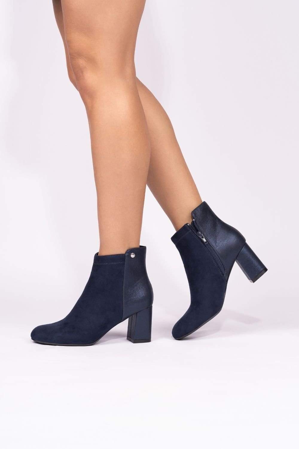 Paradox London Paradox London Women's Alathea' Micro Suede Mid Block Heel Ankle Boot in Navy - 4