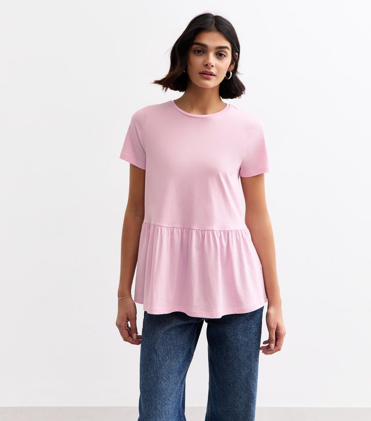 New Look Women's Pink Peplum Hem Jersey Top New Look