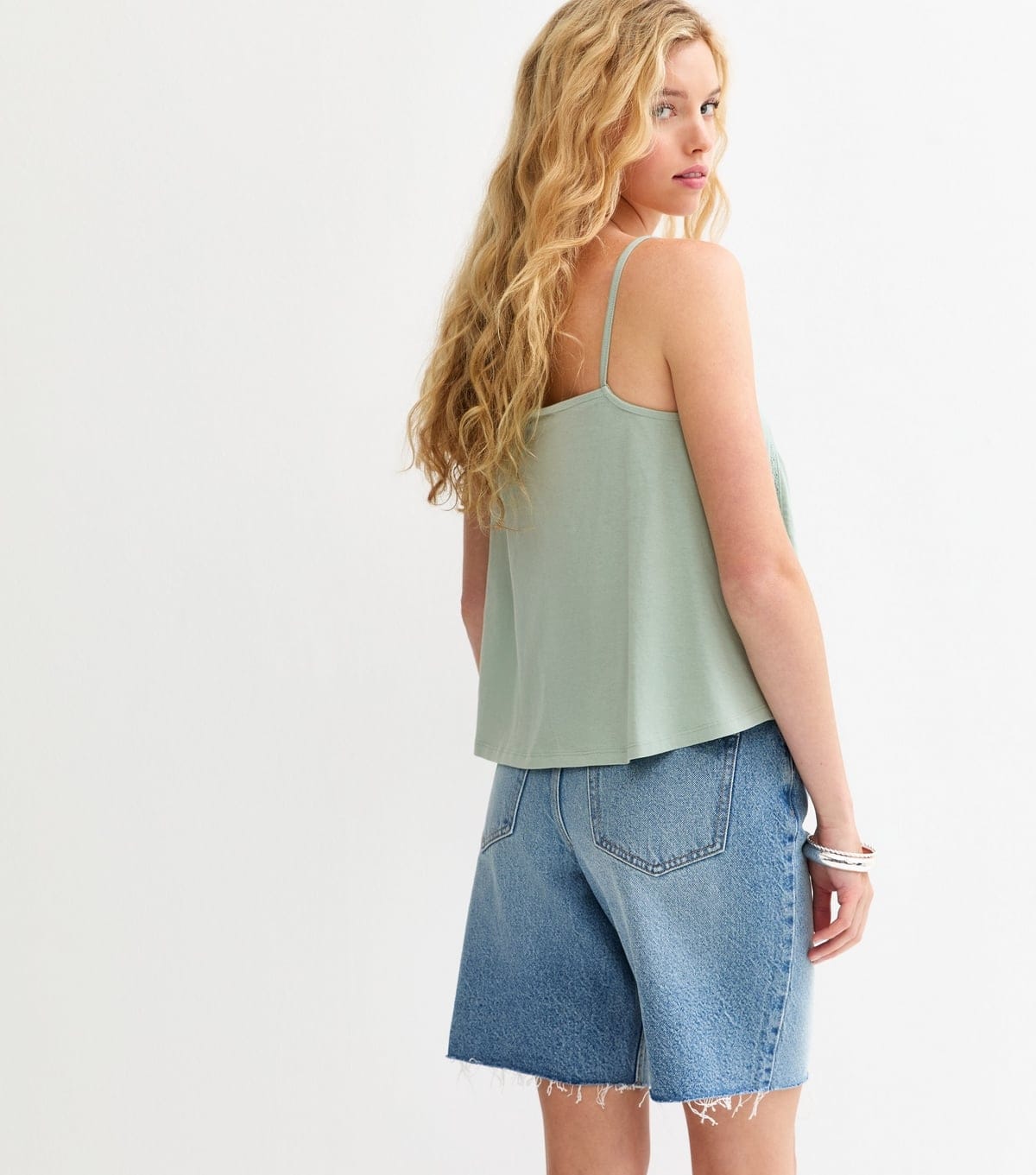 New Look Women's Light Green Lace Trim V-Neck Cami Top New Look - 4