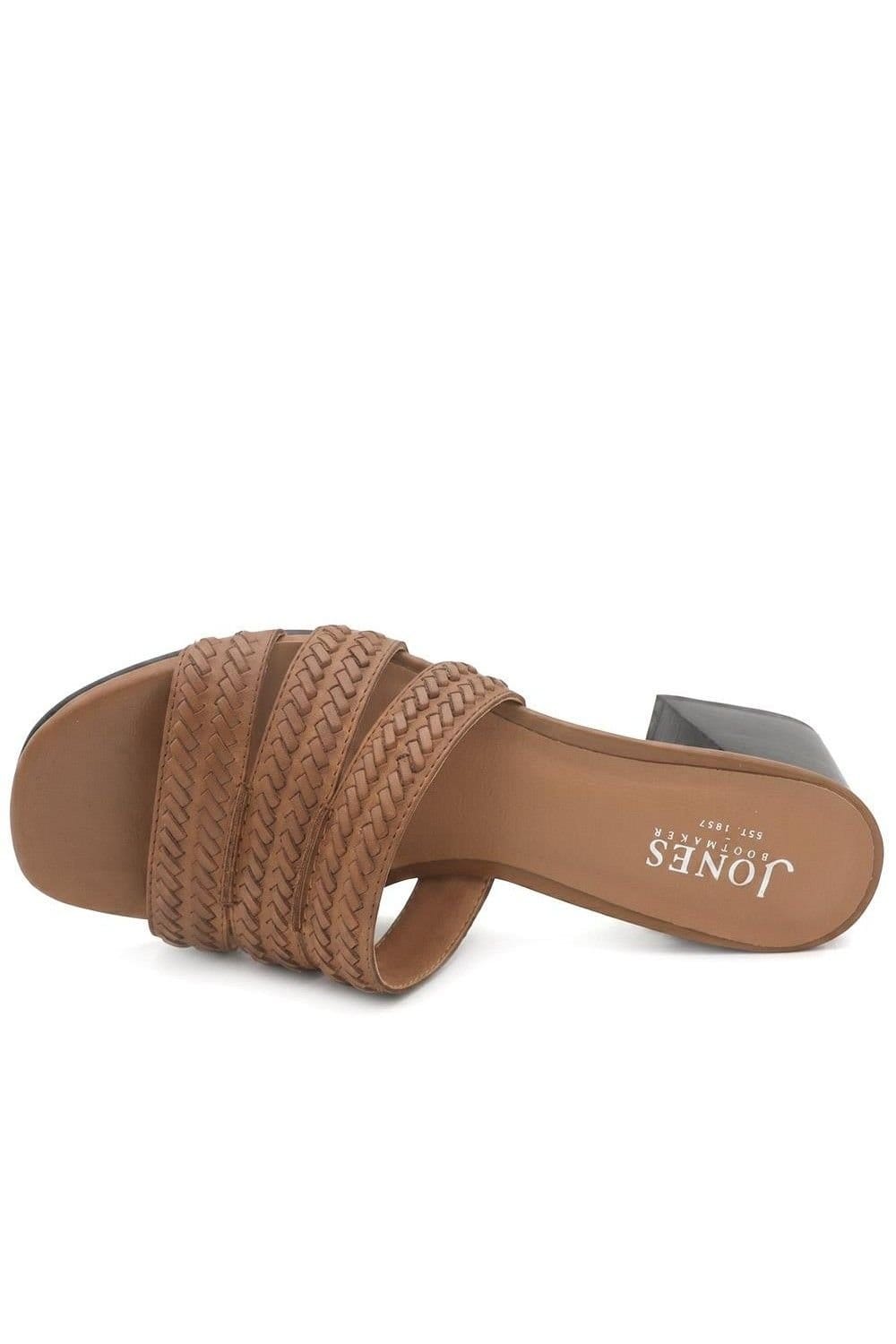 Jones Bootmaker Jones Bootmaker Women's Isaura Leather Heeled Mule Sandals in Tan - 4
