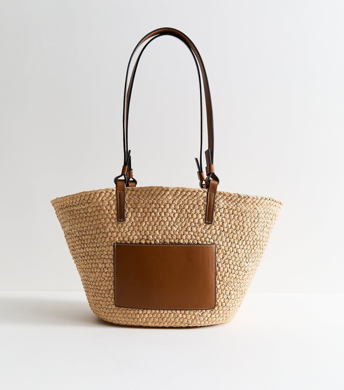 New Look Stone Woven Pocket Straw Basket Bag New Look