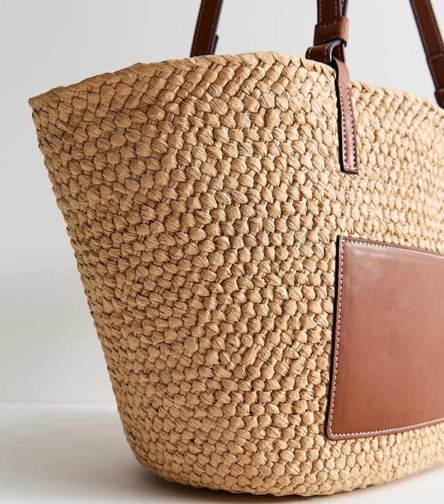 New Look Stone Woven Pocket Straw Basket Bag New Look - 3