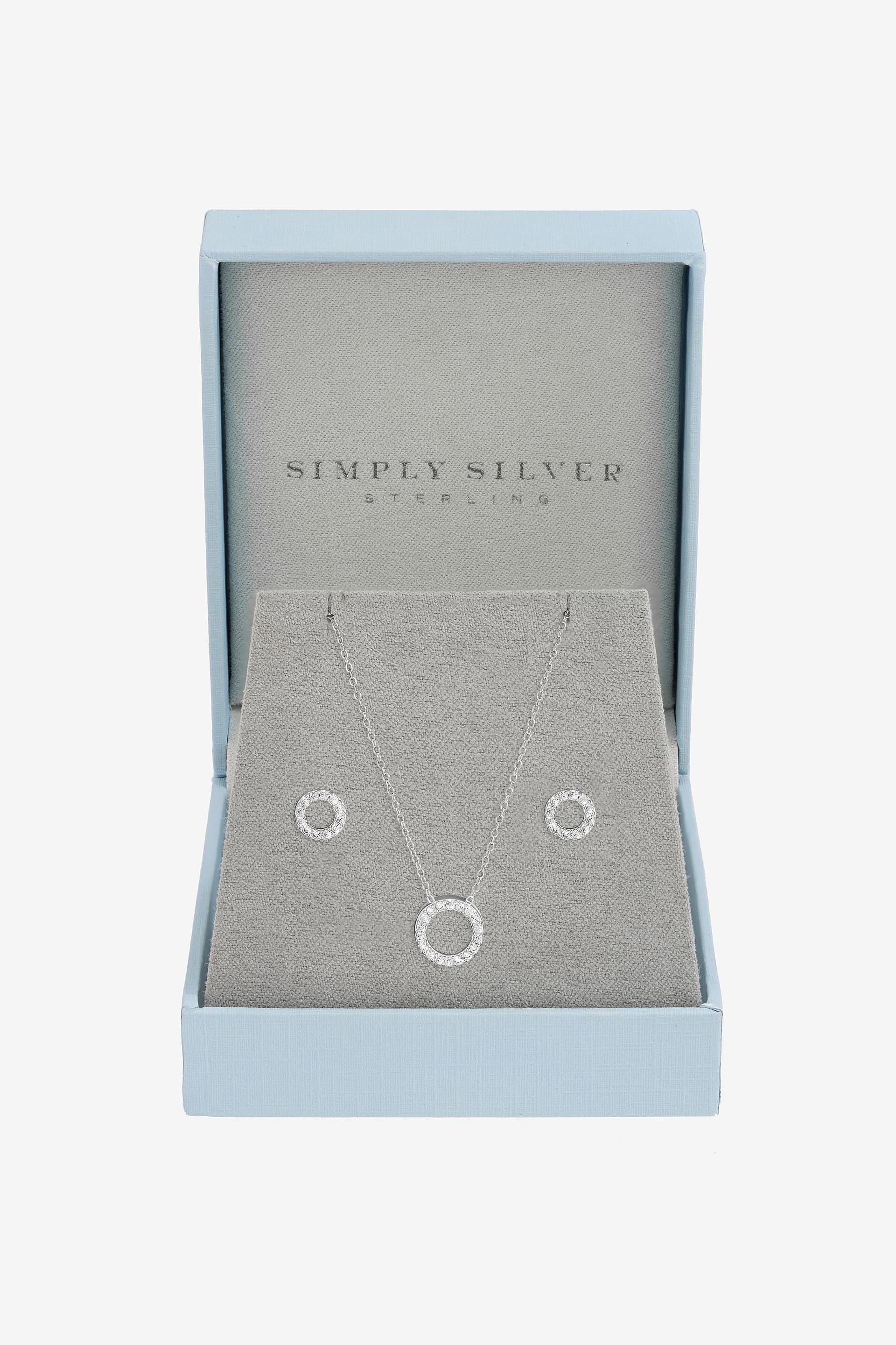 Simply Silver Simply Silver Women's Sterling Silver Plated Open Circle Set - Gift Box