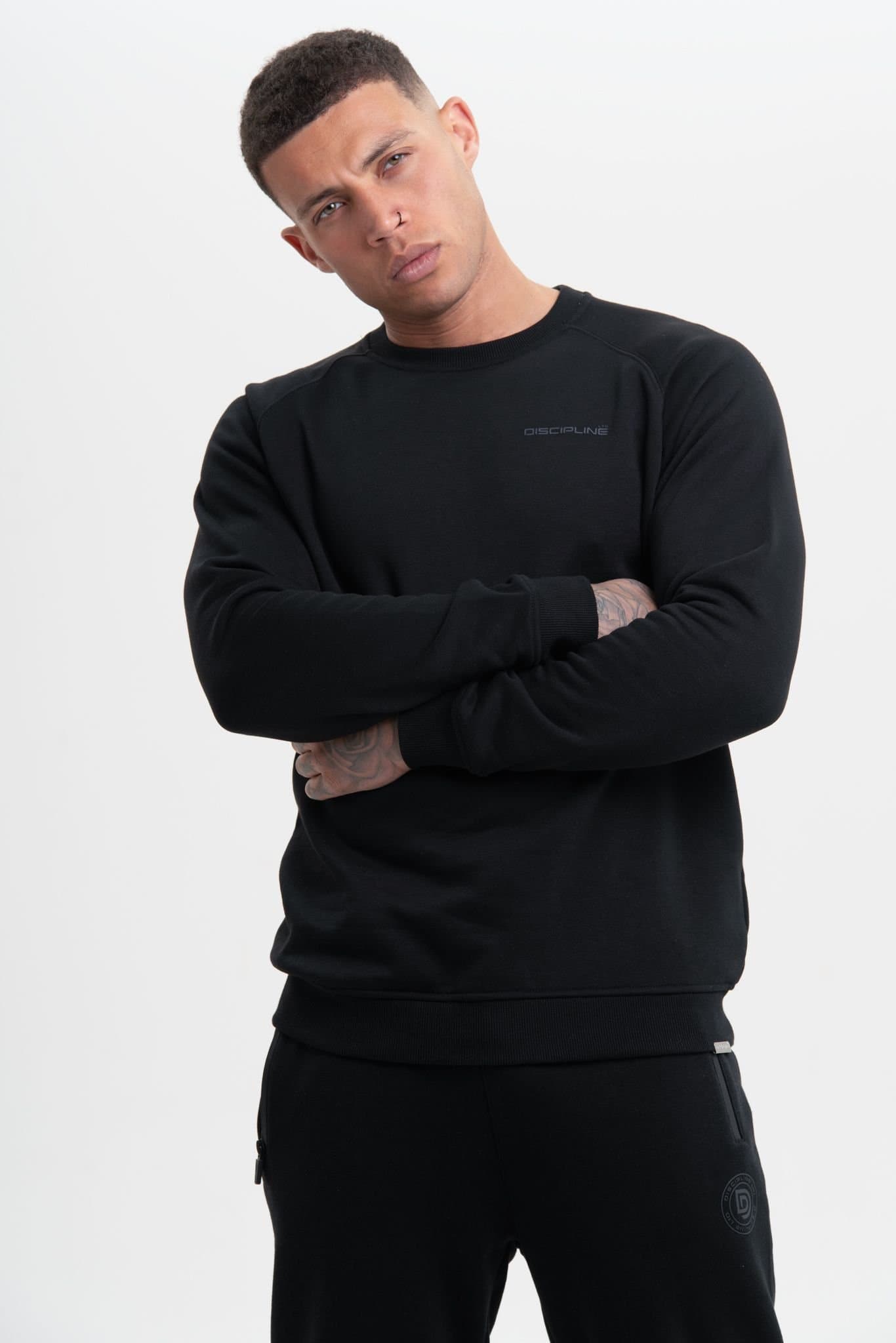 Discipline 365 Discipline 365 Men's Discipline Crew Neck Sweatshirt with Embroidery in Black