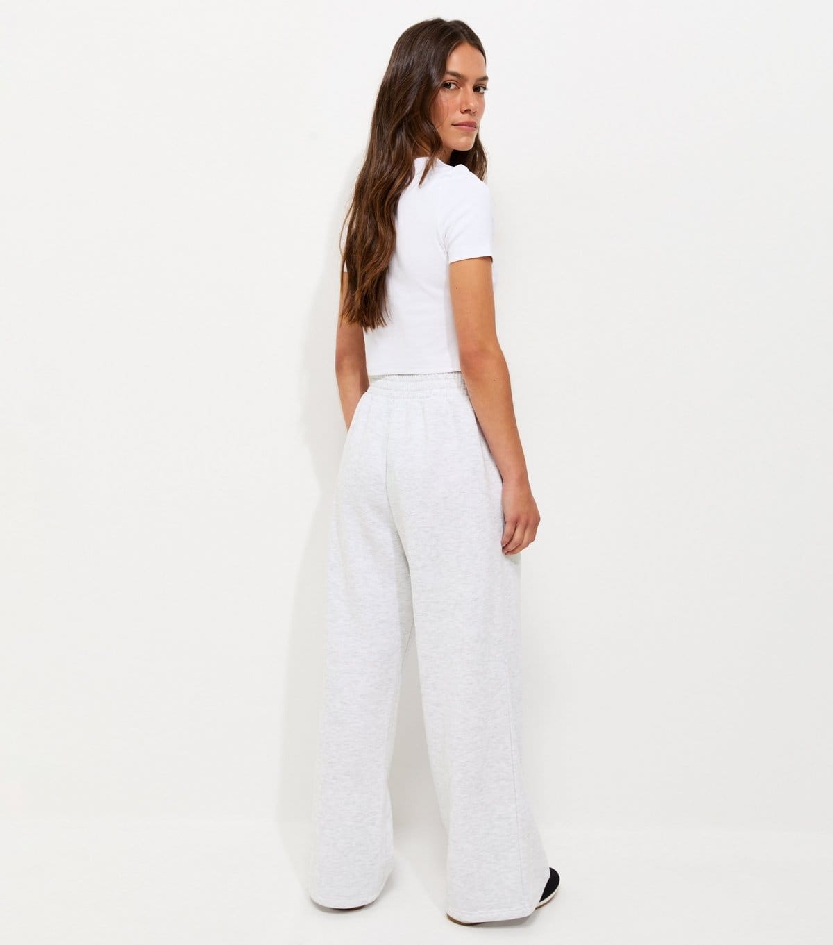 New Look Women's Petite Grey Marl Cotton Rich Wide Leg Joggers New Look - 4
