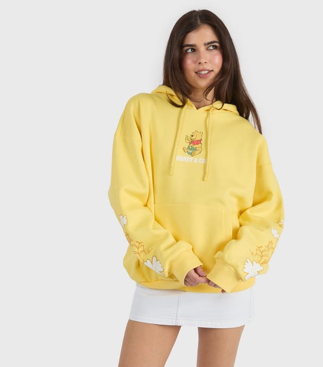 Skinnydip Women's Bright Yellow Disney Winnie the Pooh Printed Hoodie Skinnydip New Look - 2