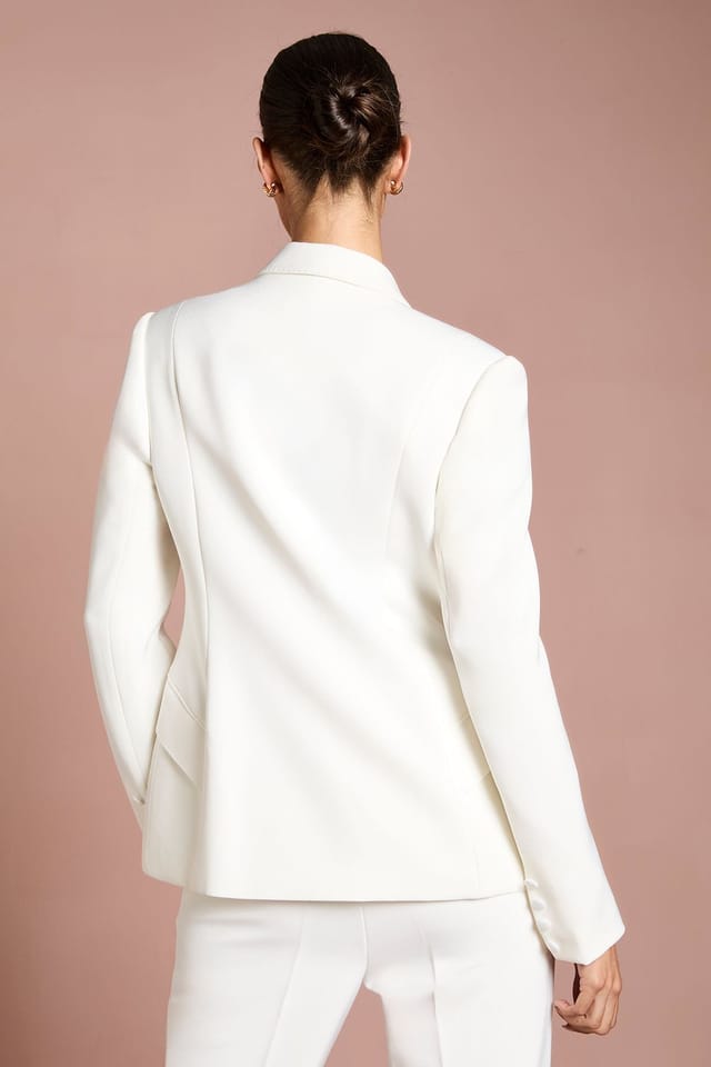 Coast Coast Women's Stitch Detail Double Breasted Blazer in Ivory - 3