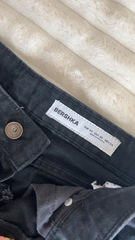 Bershka black mid rise baggy jeans