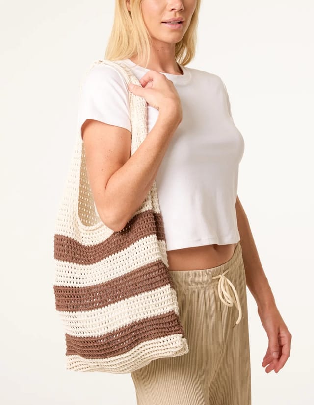 Blue Vanilla Crochet Stripe Bag - 3
