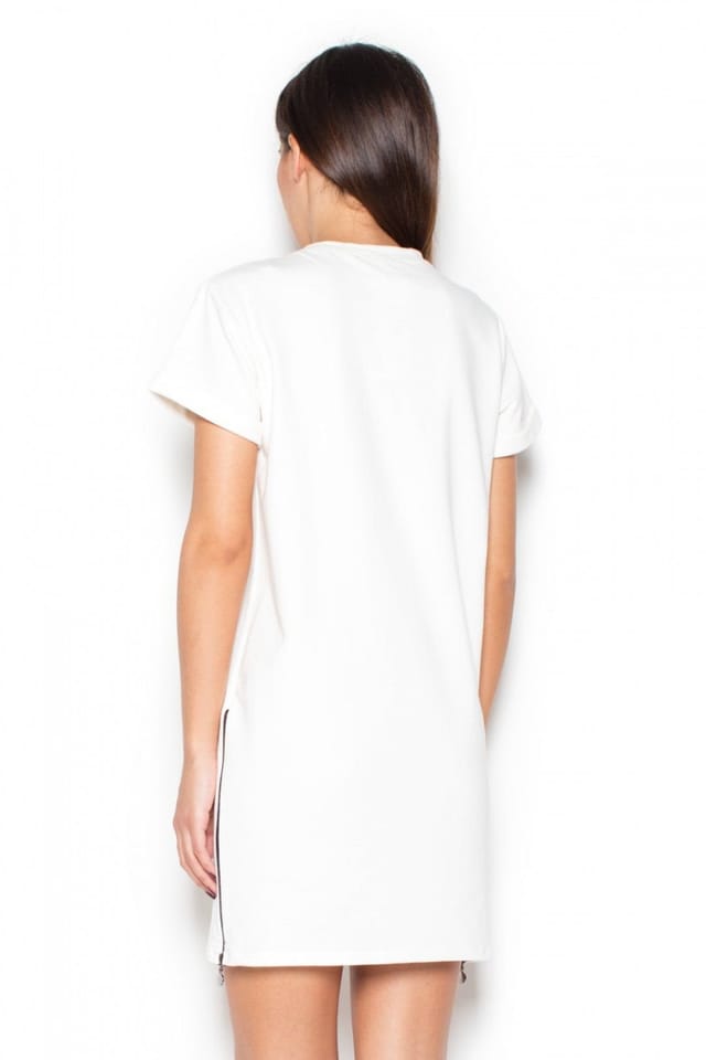 Love Lace Love Lace Women's Straight Cut Sweatshirt Dress with Side Zippers Style 77312 in White - 2