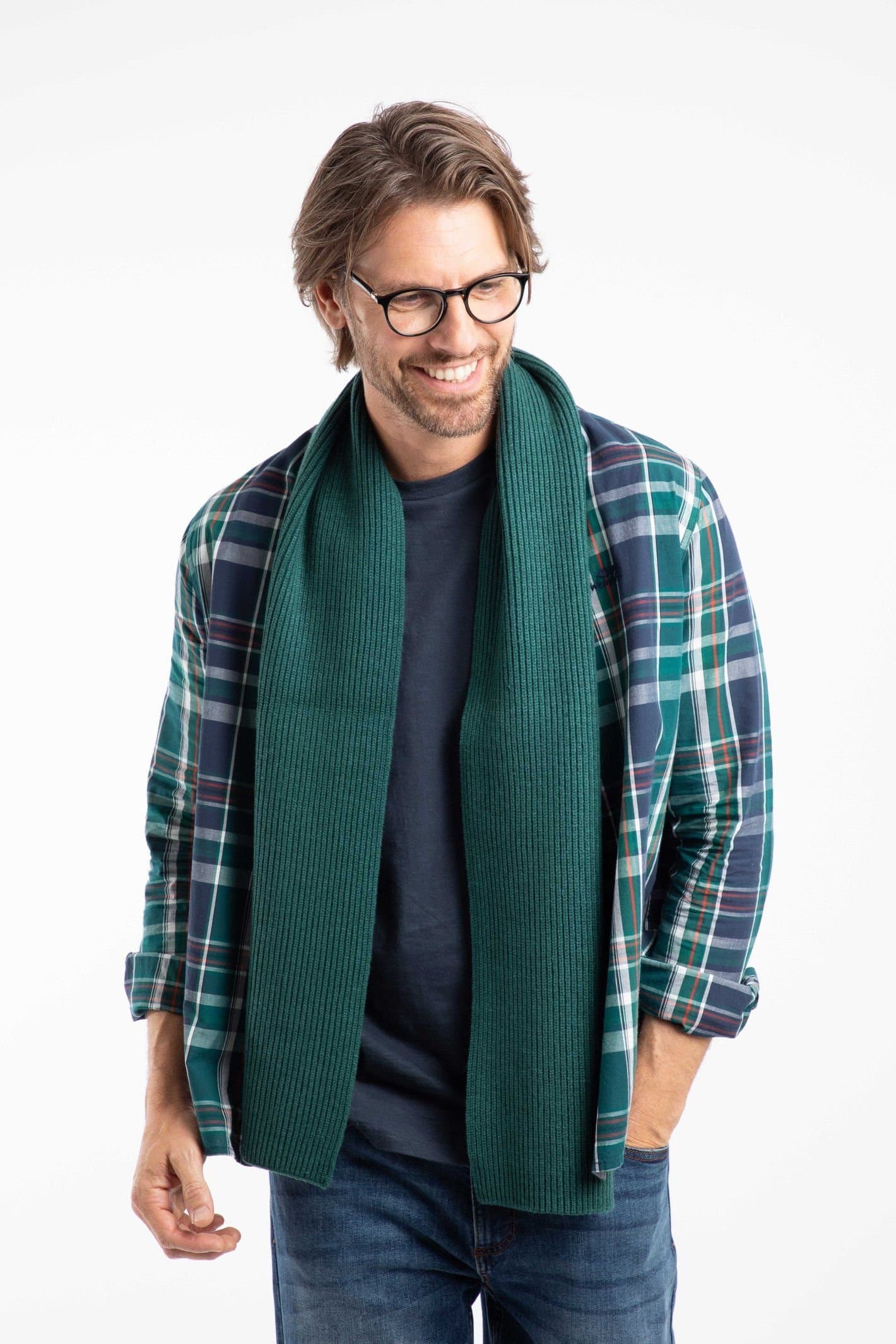 Weird Fish Weird Fish Men's Stornoway Ribbed Scarf in Bottle Green
