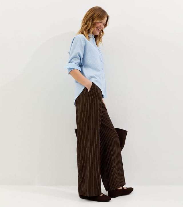 New Look Women's Blue Pinstripe Oversized Pocket Shirt New Look - 3