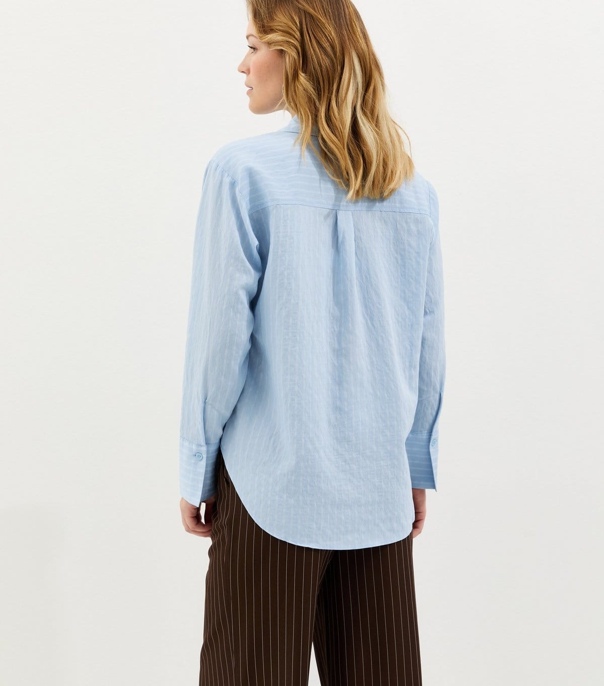 New Look Women's Blue Pinstripe Oversized Pocket Shirt New Look - 4