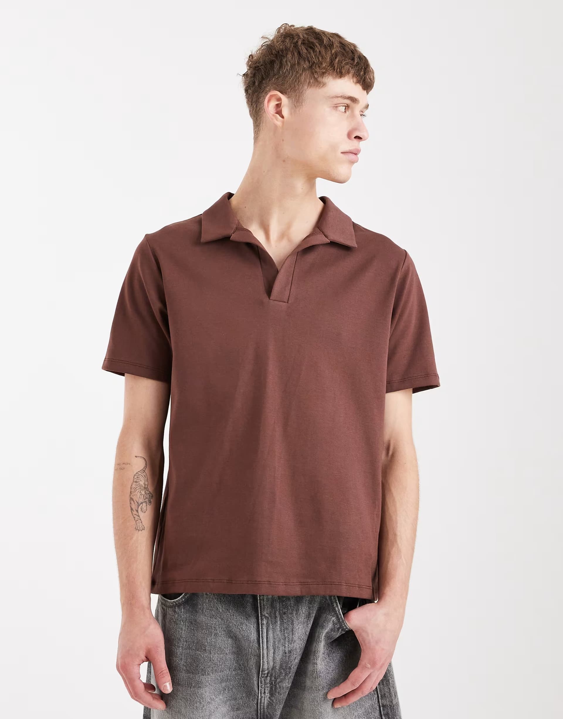 ASOS Sol Beach revere beach shirt in brown