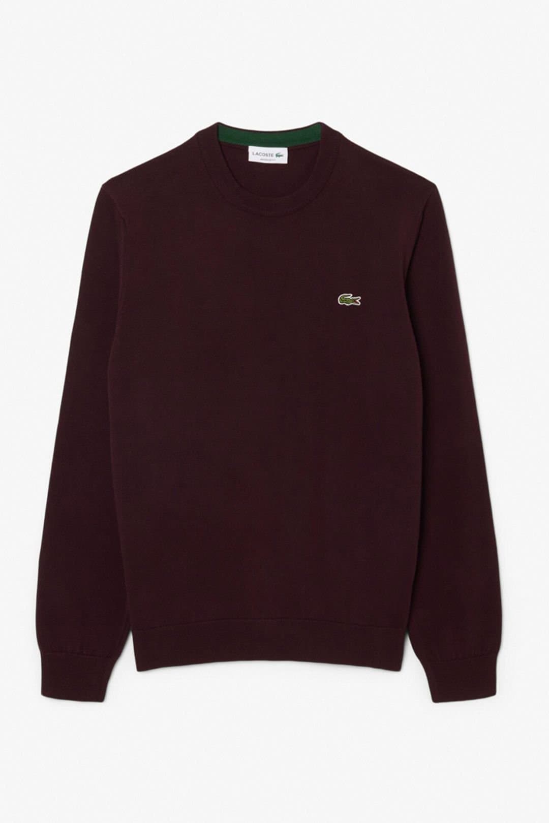 Lacoste Lacoste Men's Crew Neck Knit Jumper Oxalis in Burgundy