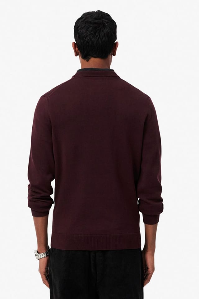 Lacoste Lacoste Men's Crew Neck Knit Jumper Oxalis in Burgundy - 3