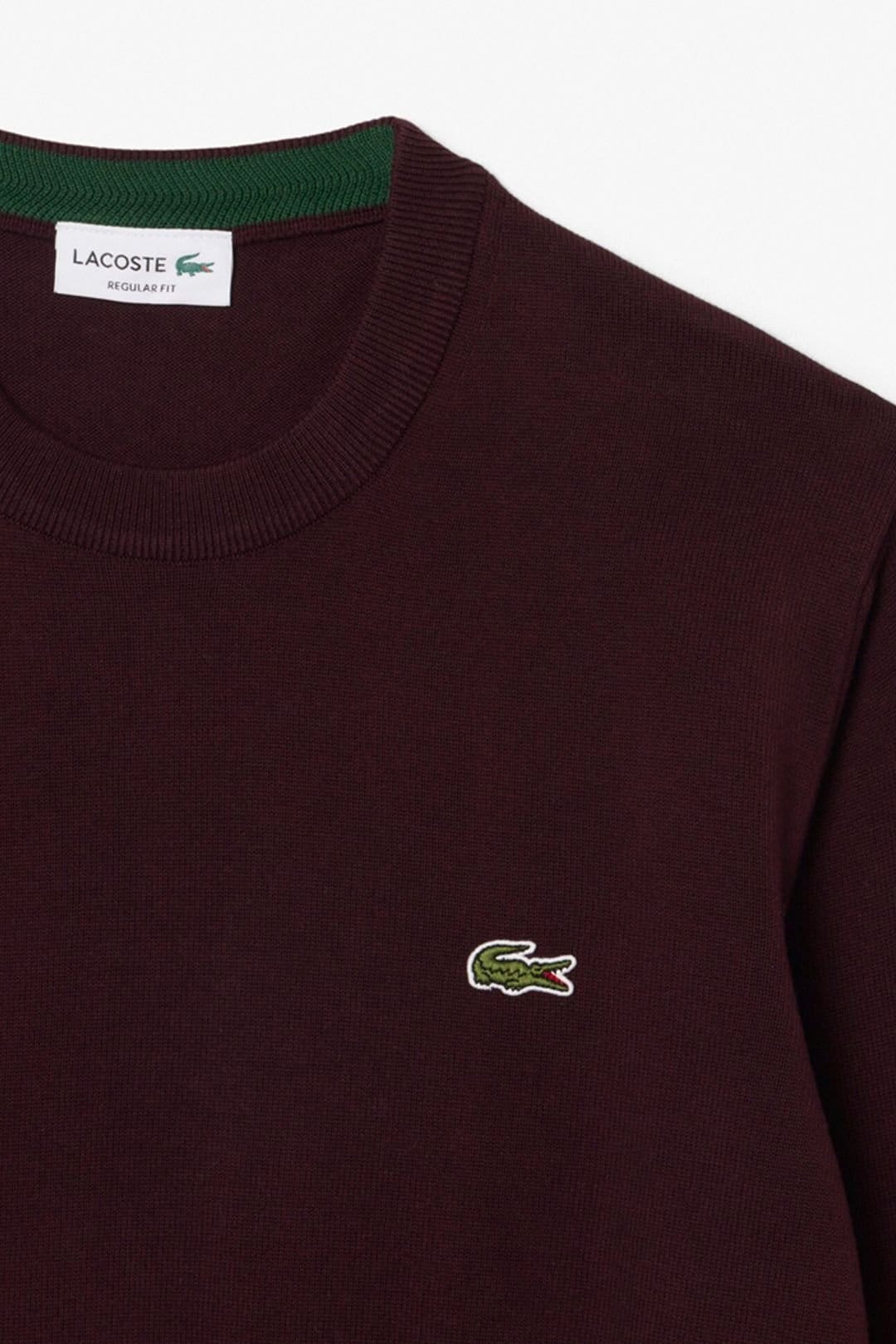 Lacoste Lacoste Men's Crew Neck Knit Jumper Oxalis in Burgundy - 4