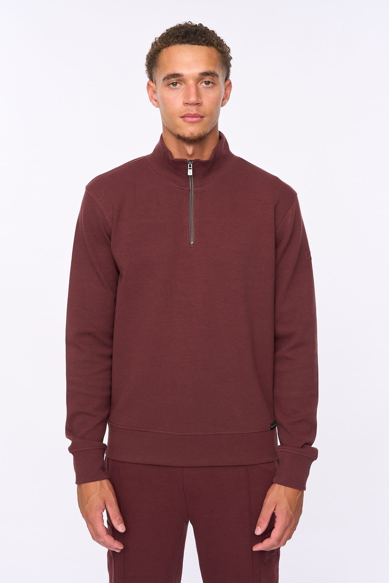 Duck&Cover Duck&Cover Burgundy Textured Twill Quarter-Zip Top
