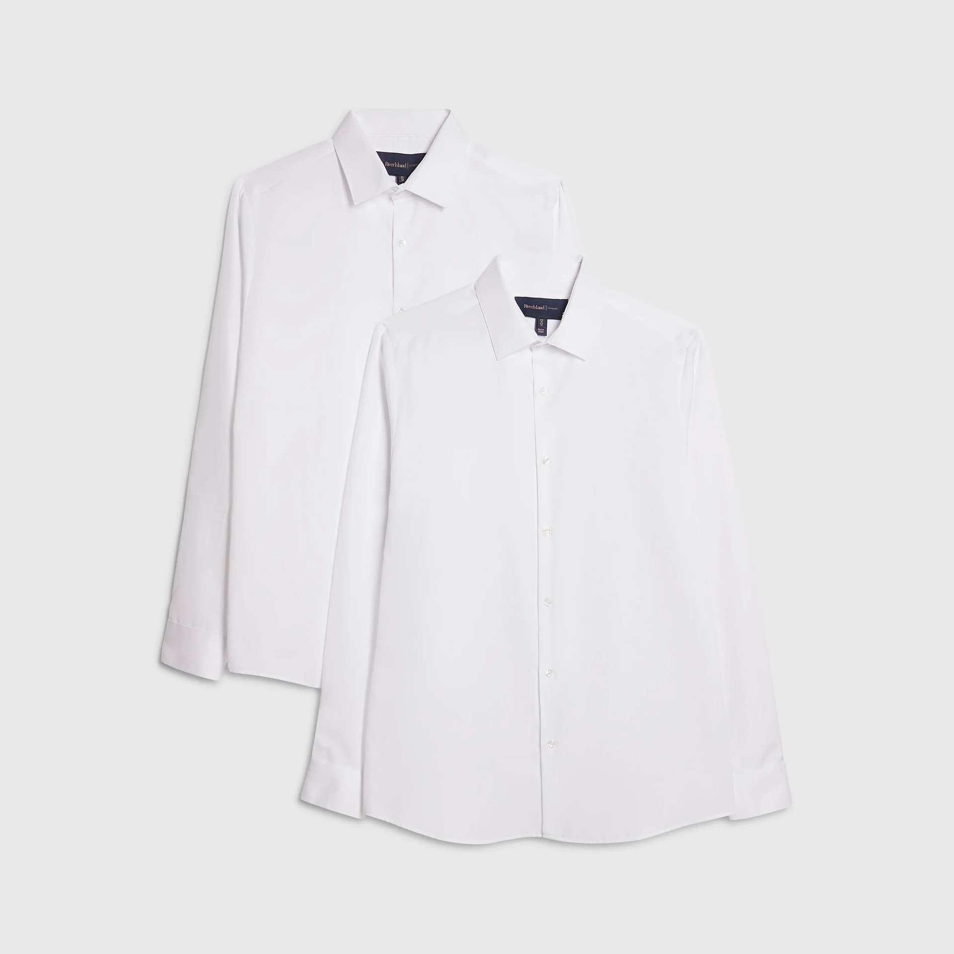 River Island Mens River Island White Premium Slim Fit Pack Of 2 Shirts