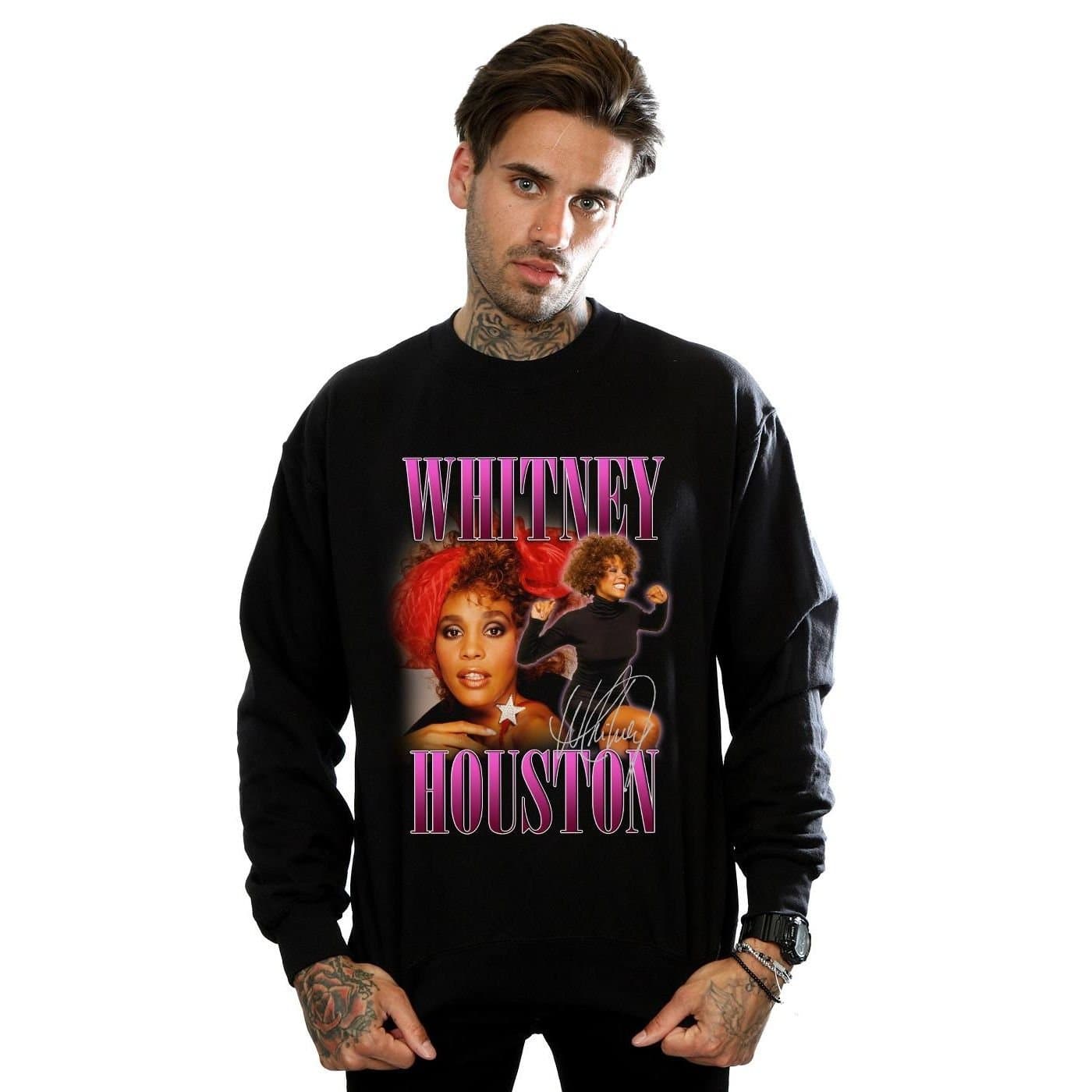 Whitney Houston Whitney Houston Men's Signature Homage Sweatshirt in Black