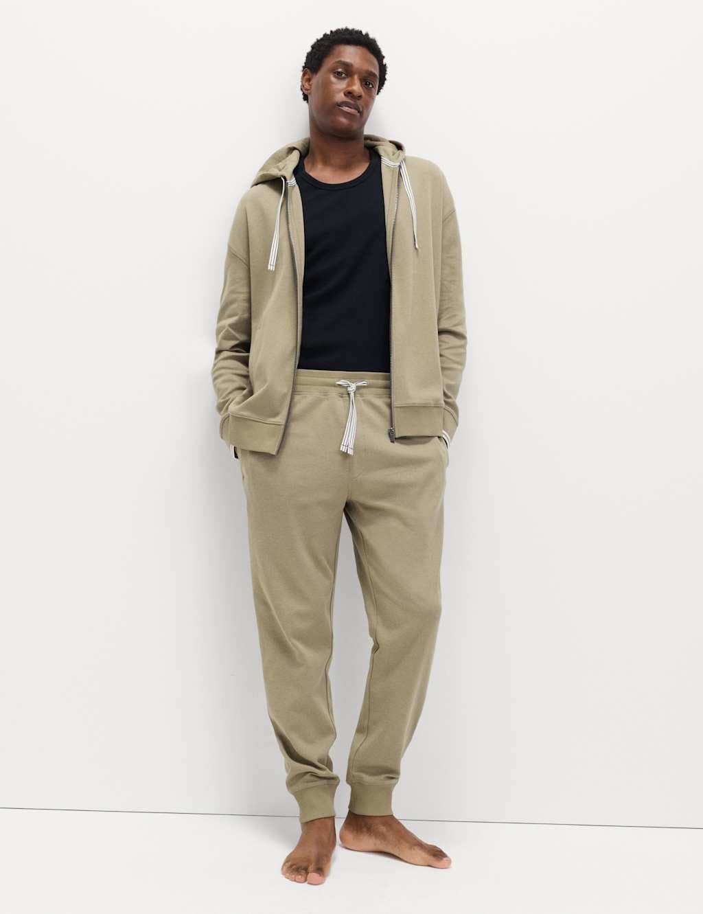 Marks & Spencer M&S Cotton Rich Zip Up Hoodie Neutral
