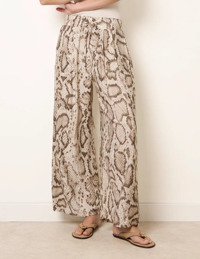 Blue Vanilla Snake Print Drawstring Wide Leg Trousers - 2
