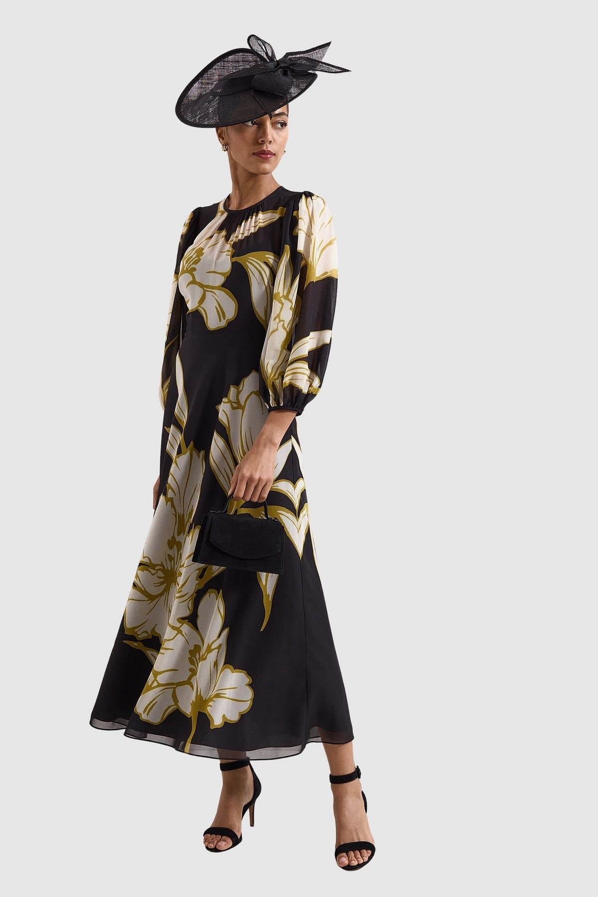 Phase Eight Phase Eight Women's Eve 3/4 Sleeve Floral Maxi Dress in Black