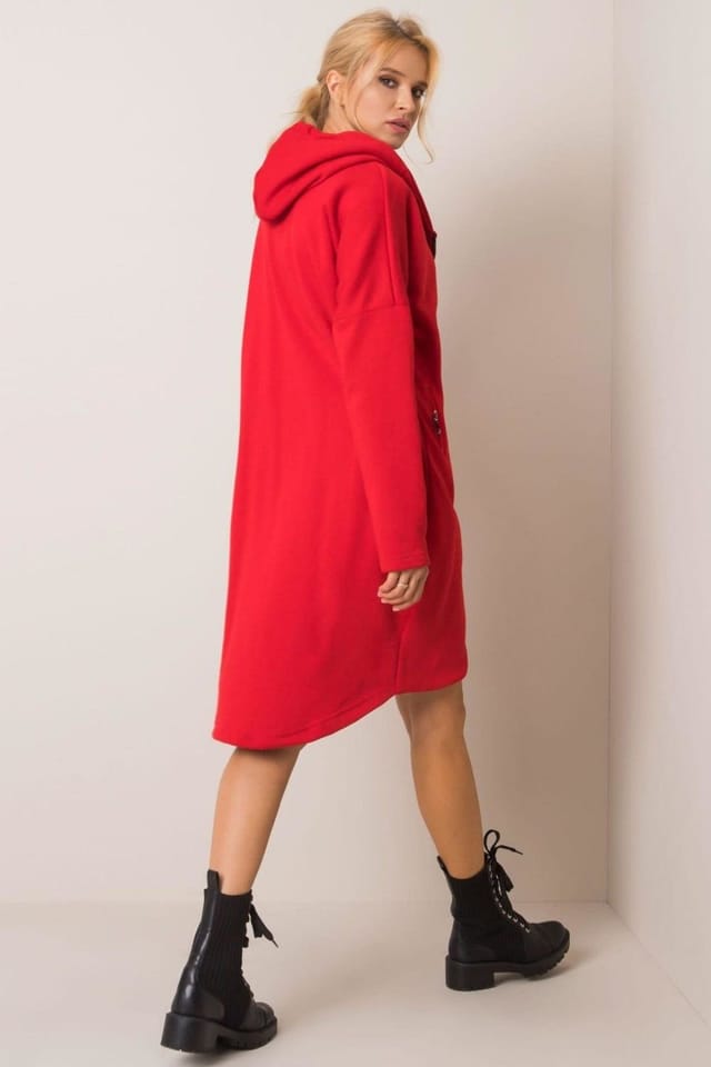 Love Lace Love Lace Women's Extended Cut Zip Hoodie Sweatshirt with Pockets in Red - 3