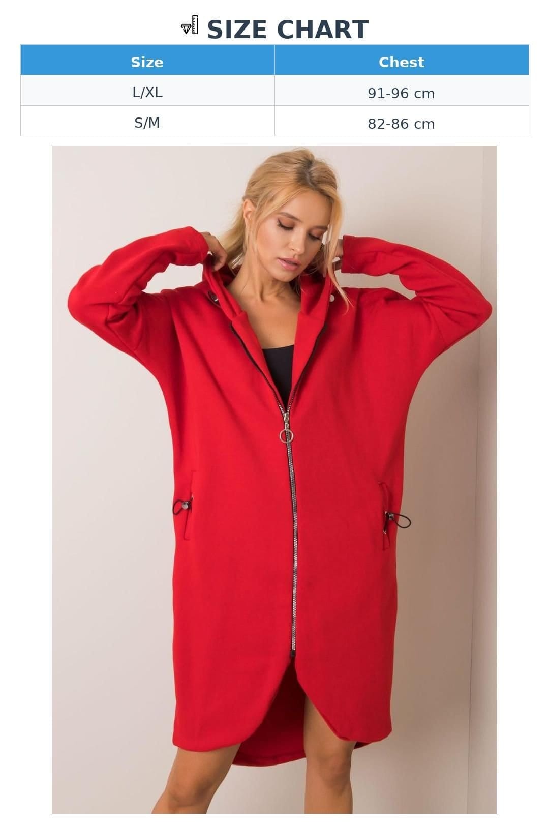 Love Lace Love Lace Women's Extended Cut Zip Hoodie Sweatshirt with Pockets in Red - 4