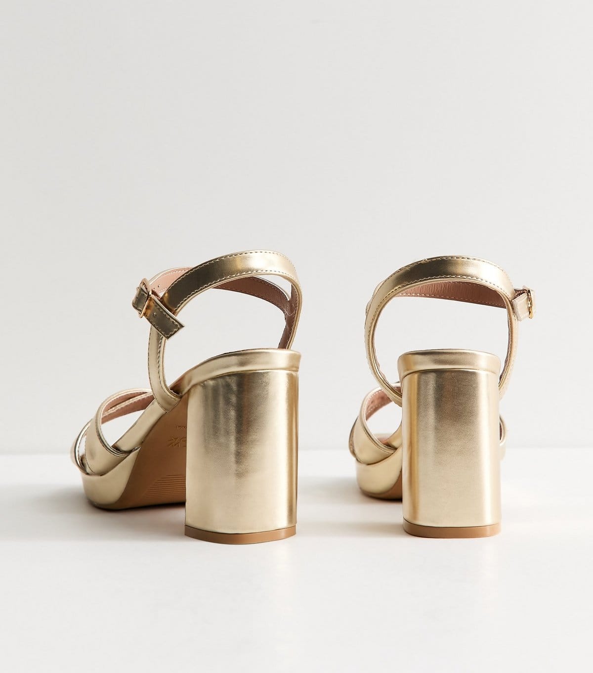 New Look Women's Gold Platform Heel Sandals Vegan New Look - 4