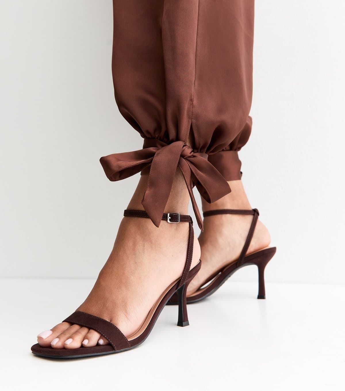 New Look New Look Dark Brown Faux Suede Stiletto Sandals