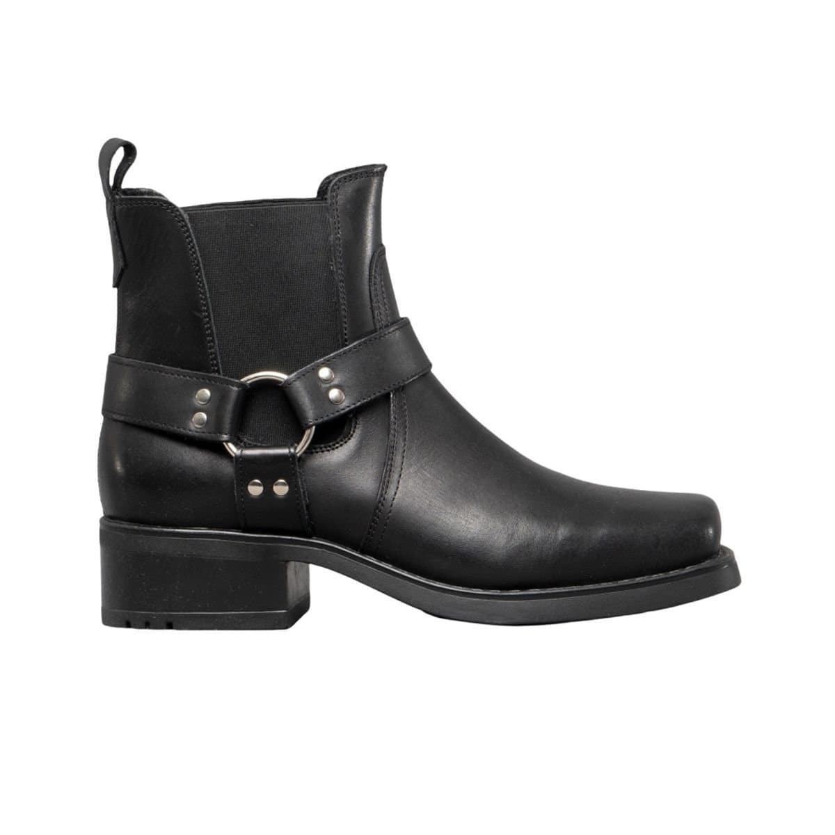 Woodland Woodland Men's Black Low Harley Gusset Harness Leather Boots