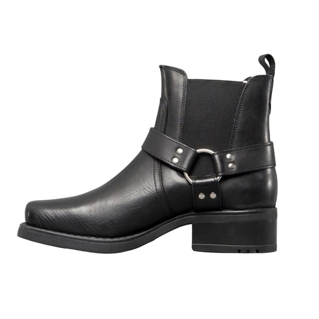 Woodland Woodland Men's Low Harley Gusset Harness Leather Boots in Black - 2