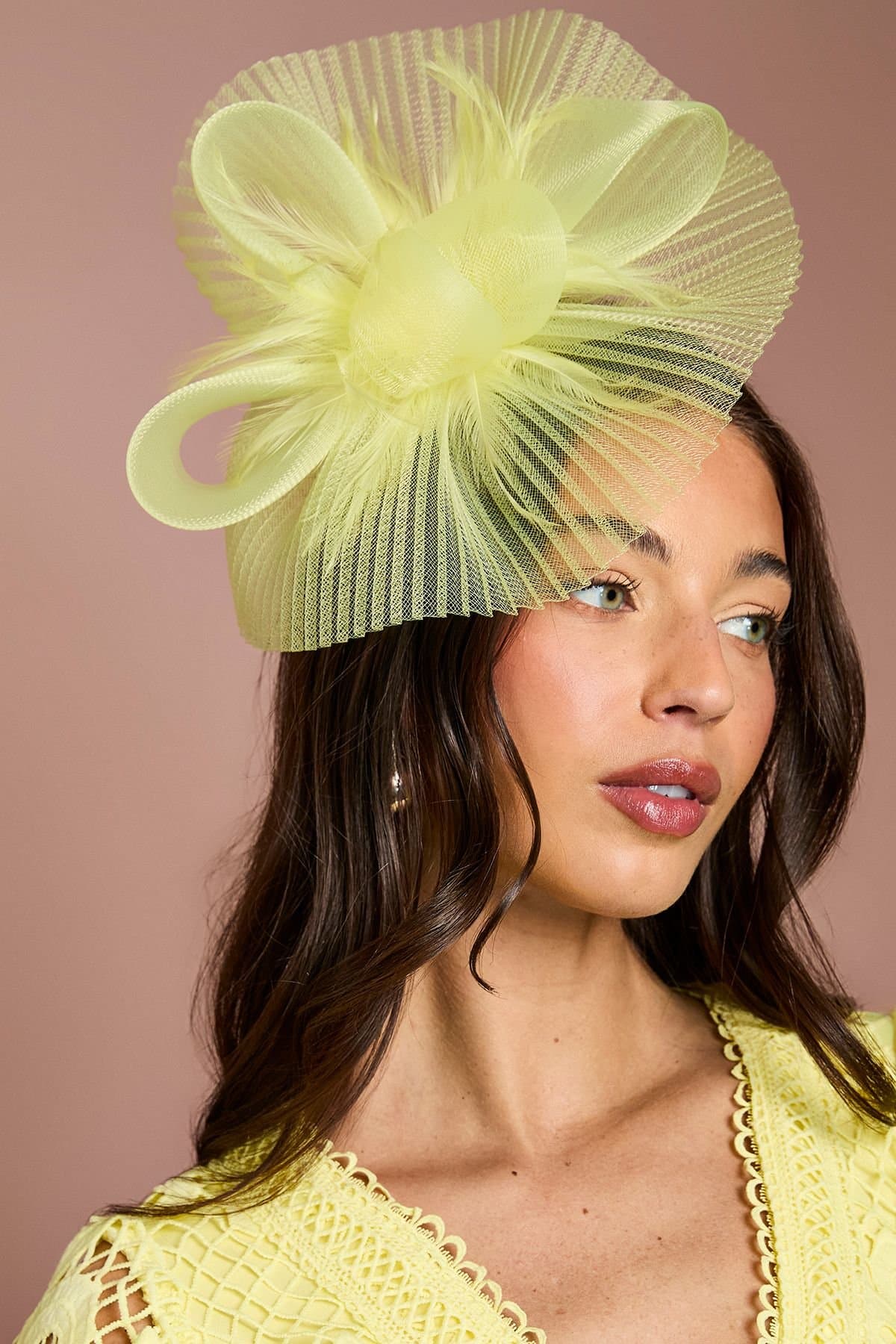 Coast Coast Women's Pleat Detail Fascinator in Lemon
