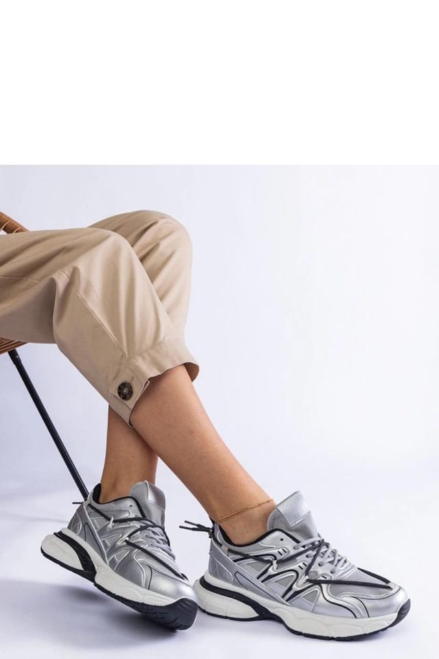Love Lace Love Lace Women's Elegant Silver Sport Sneakers with Chunky Sole for Comfort - 3