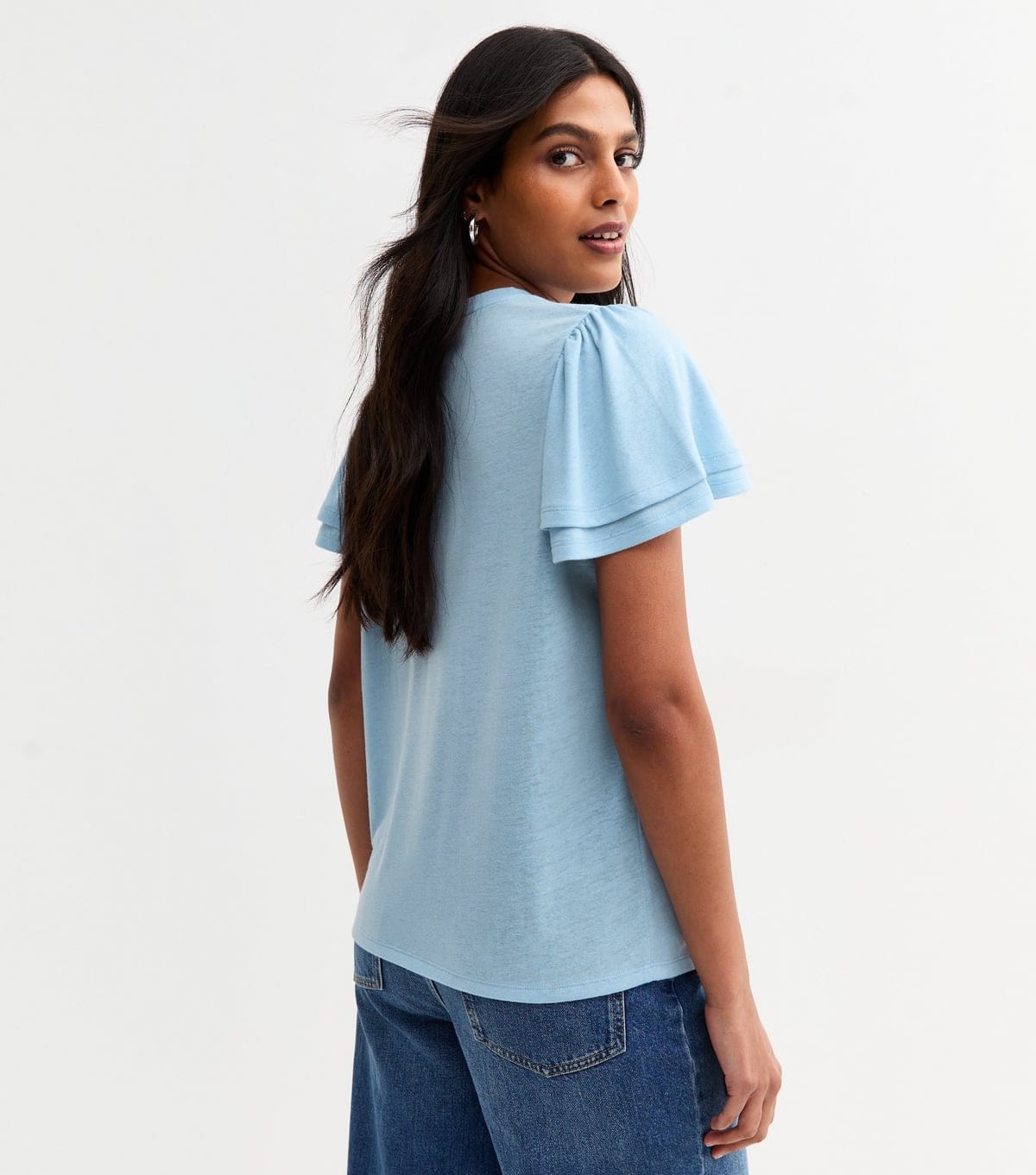 New Look Women's Light Blue Flutter Sleeve T-Shirt New Look - 4