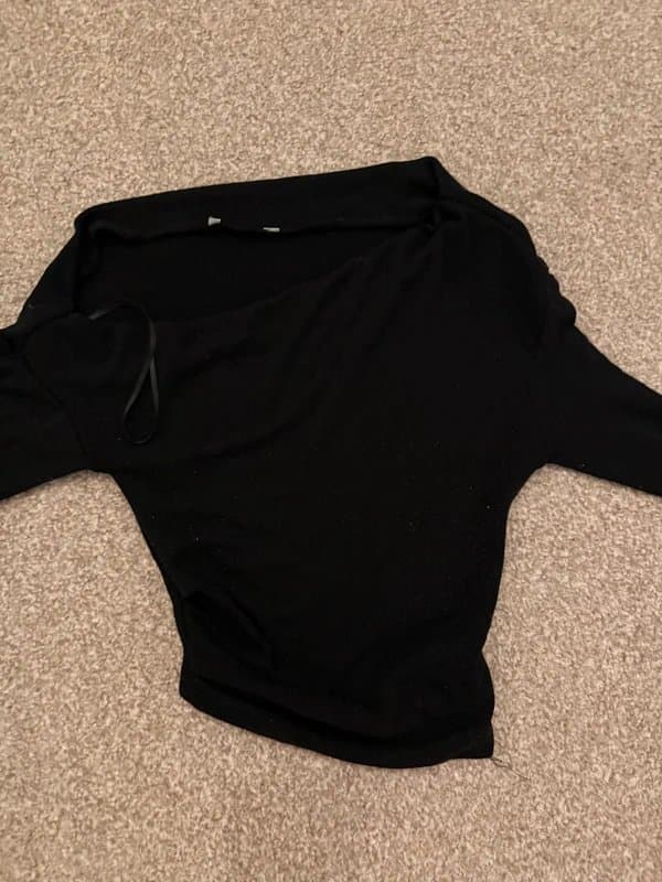 Bershka Bershka Black Off Shoulder Long Sleeve Bodysuit XS