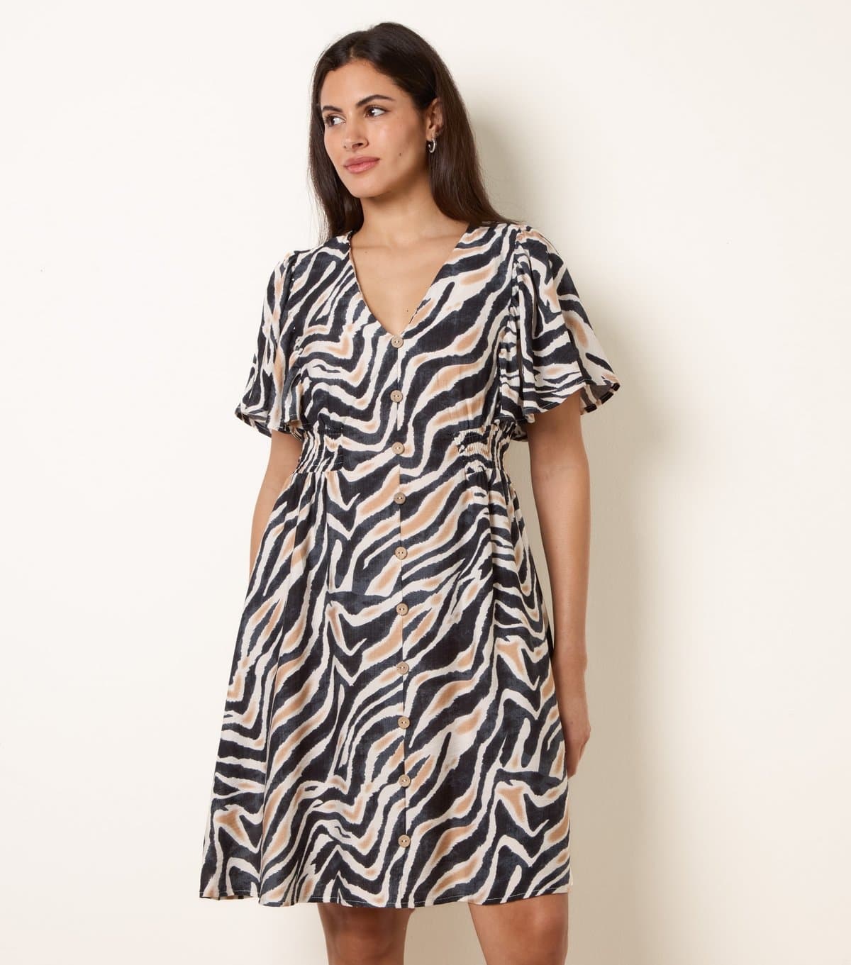 Blue Vanilla Women's Black Abstract Print Mini Dress Blue Vanilla New Look