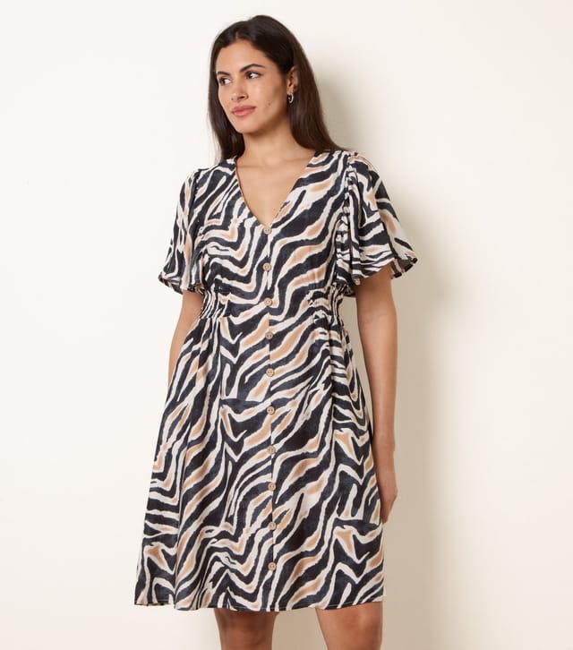 Blue Vanilla Women's Black Abstract Print Mini Dress Blue Vanilla New Look - 2