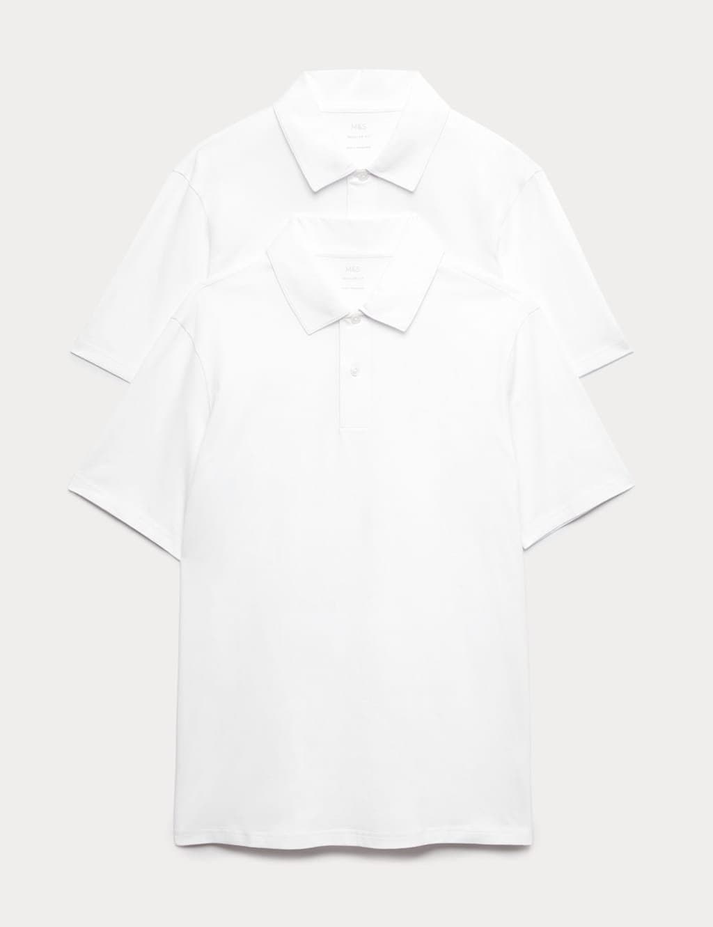 Marks & Spencer M&S 2 Pack Regular Fit Pure Cotton Polo Shirts White