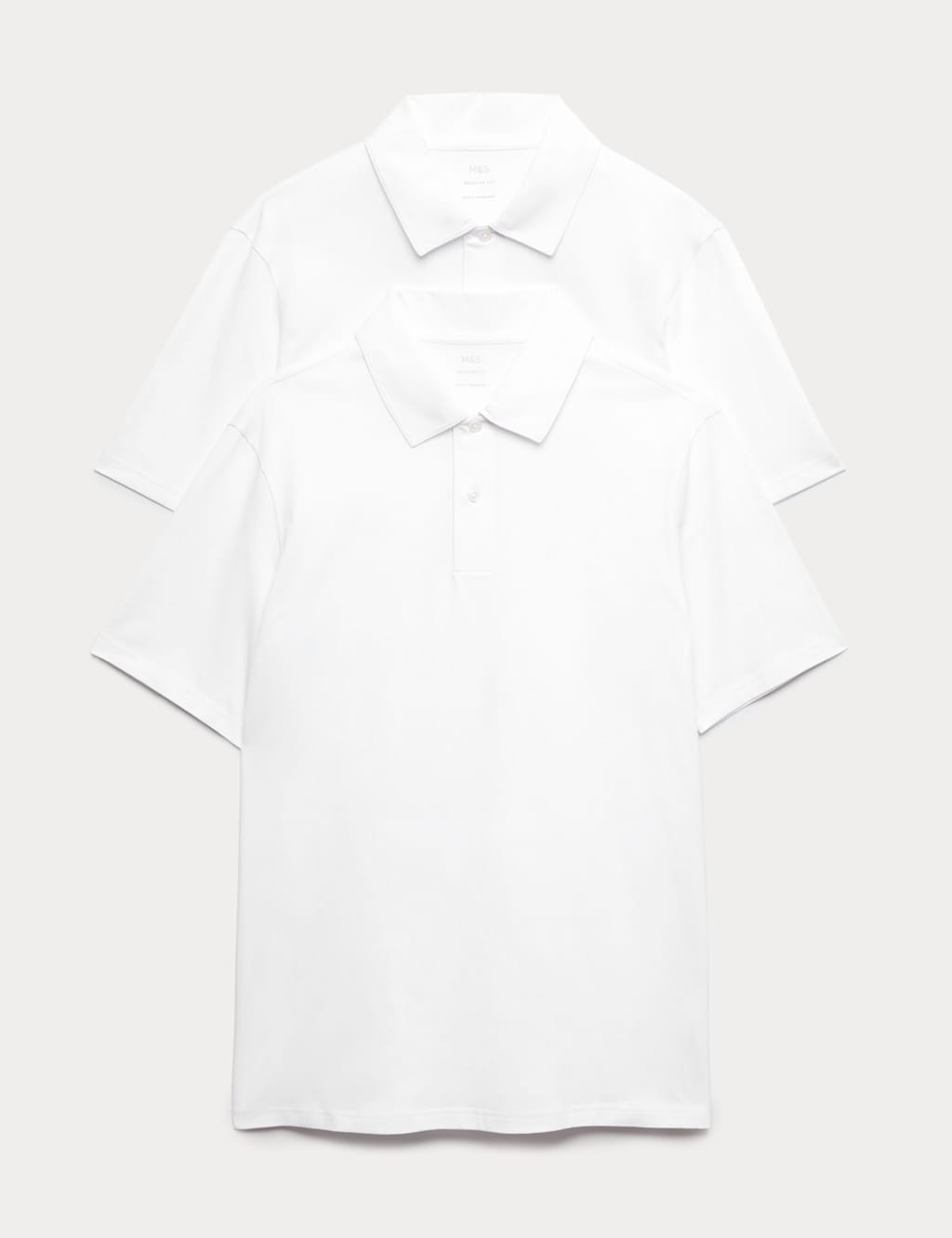 Marks & Spencer M&S 2 Pack Regular Fit Pure Cotton Polo Shirts White - 1