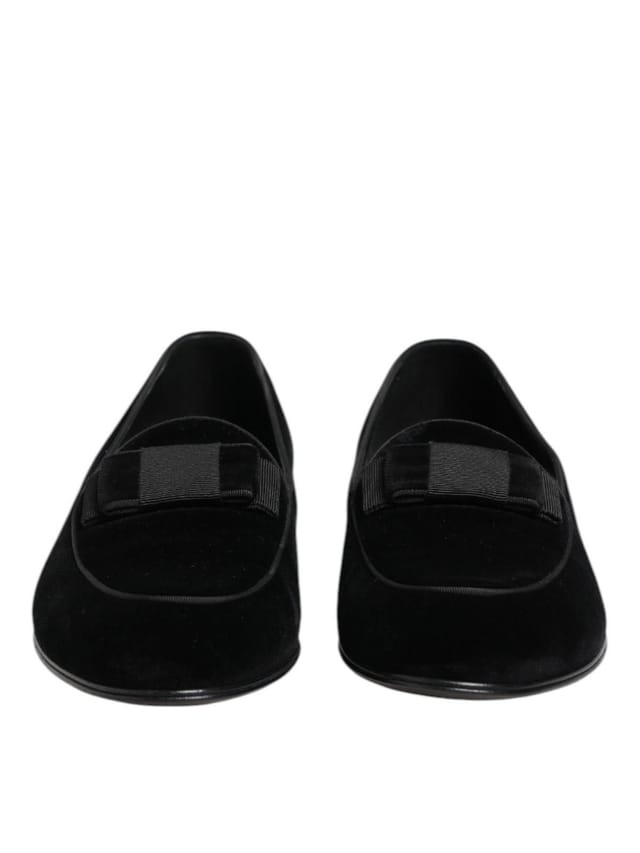 Dolce & Gabbana Dolce & Gabbana Men's Black Velvet Loafers Formal Dress Shoes - 2