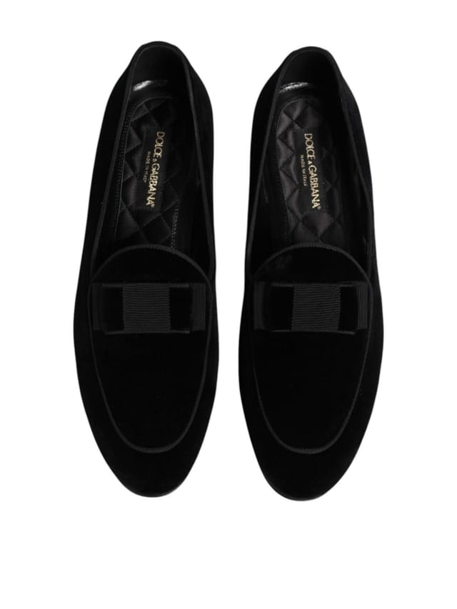 Dolce & Gabbana Dolce & Gabbana Men's Black Velvet Loafers Formal Dress Shoes - 3