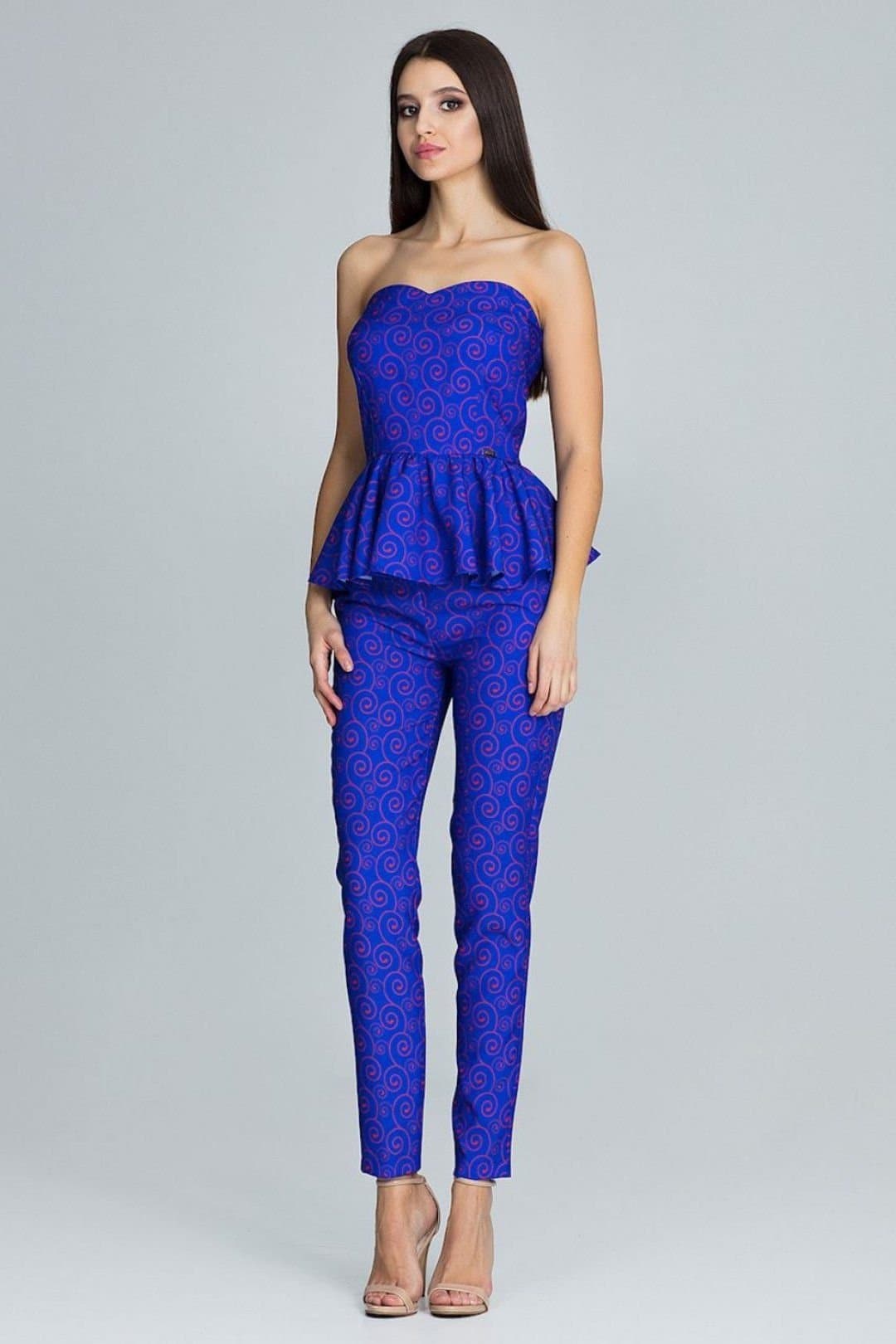 Love Lace Love Lace Women's Straight Trousers Corset Frill Set in Blue